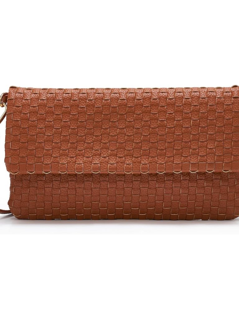 Woven Crossbody Bags For Women, Small Handmade Vegan Leather Purse With Built-In